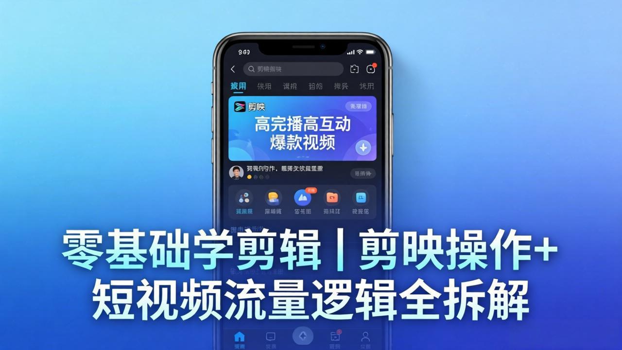 （18117期） 【零基础学剪辑】剪映操作+短视频流量逻辑全拆解｜手把手教你剪出高完播高互动爆款视频-知享资源网