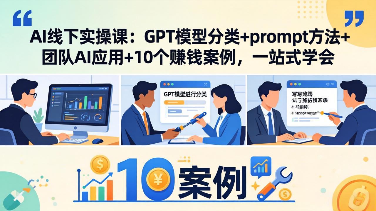 （18017期）AI线下实操课：GPT模型分类+prompt方法+团队AI应用+10个赚钱案例，一站式学会-知享资源网