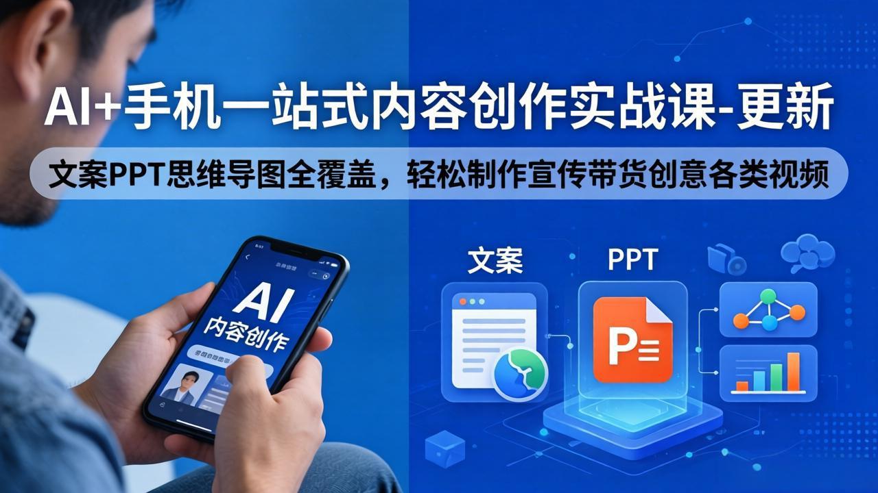 （18204期）AI+手机一站式内容创作实战课-更新，文案PPT思维导图全覆盖，轻松制作宣传带货创意各类视频-知享资源网