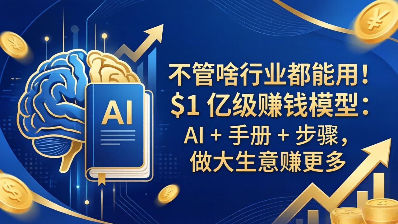 （18055期）不管啥行业都能用！$1 亿级赚钱模型：AI + 手册 + 步骤，做大生意赚更多-知享资源网
