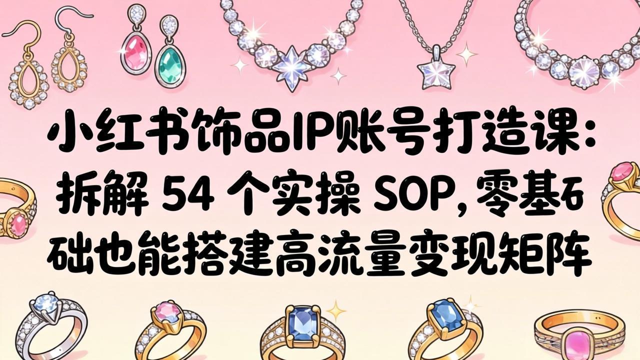 （18101期）小红书饰品IP账号打造课：拆解 54 个实操 SOP，零基础也能搭建高流量变现矩阵-知享资源网
