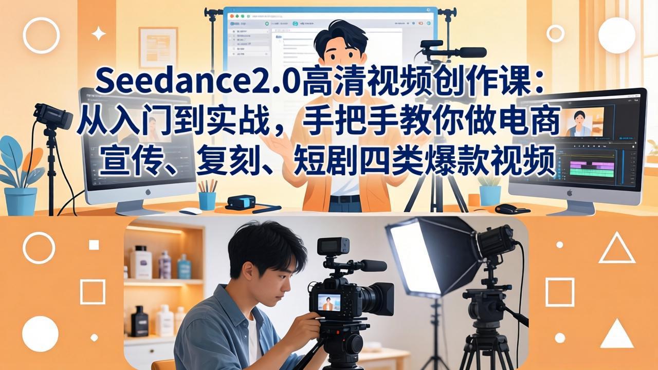 （18019期）Seedance2.0高清视频创作课：从入门到实战，手把手教你做电商、宣传、复刻、短剧四类爆款视频-知享资源网