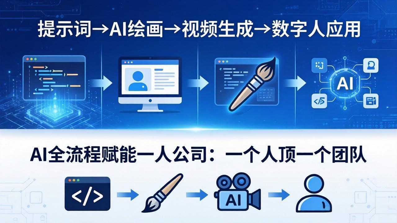 （18265期）AI全流程赋能一人公司：提示词、绘画、视频、数字人、编程，一个人顶一个团队-知享资源网