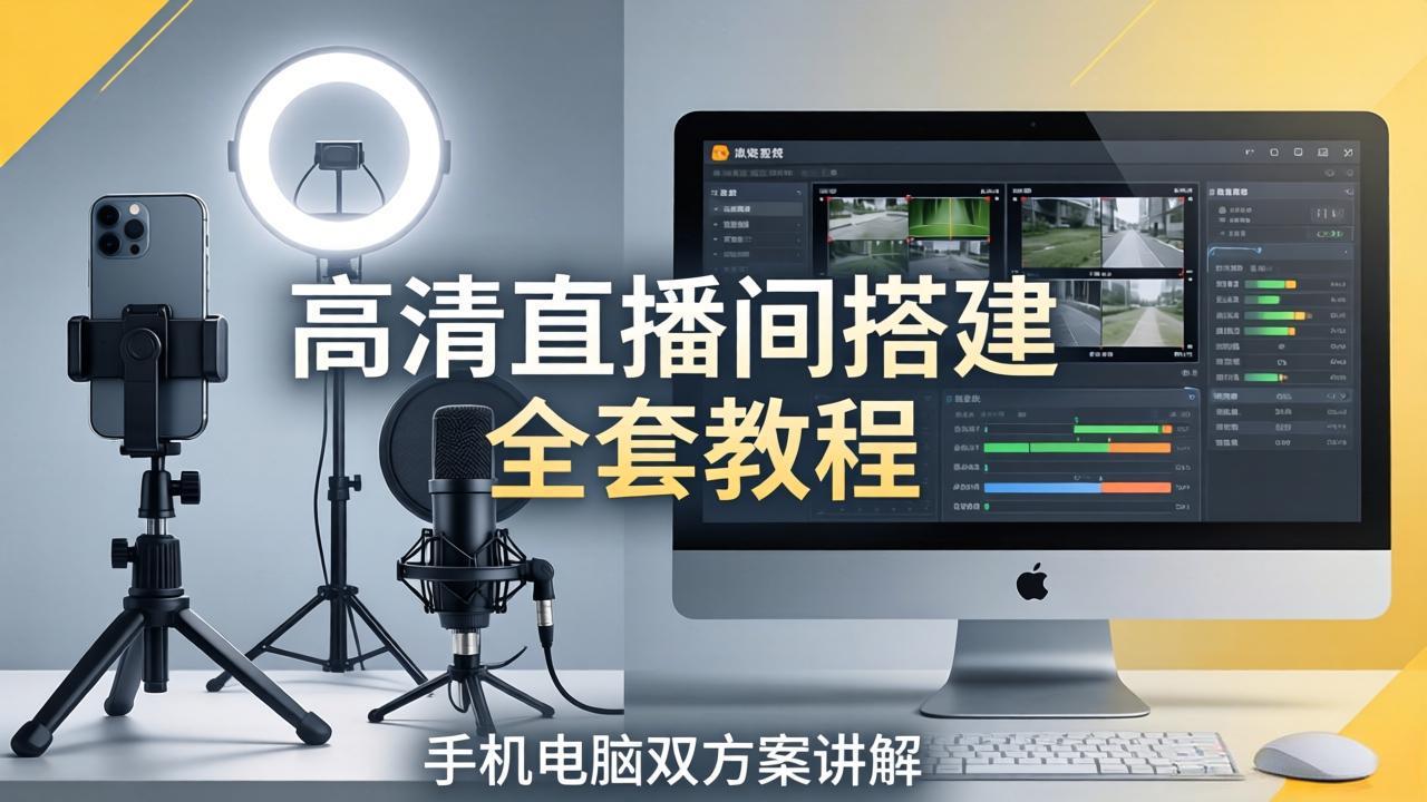 （18104期）高清直播间搭建全套教程，手机电脑双方案讲解，设备选型调试多机位实操教学-知享资源网