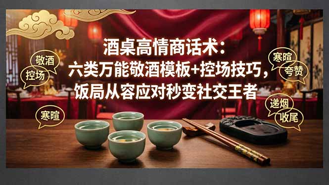 （18020期）付费文章：酒桌高情商话术：六类万能敬酒模板+控场技巧，饭局从容应对秒变社交王者-知享资源网