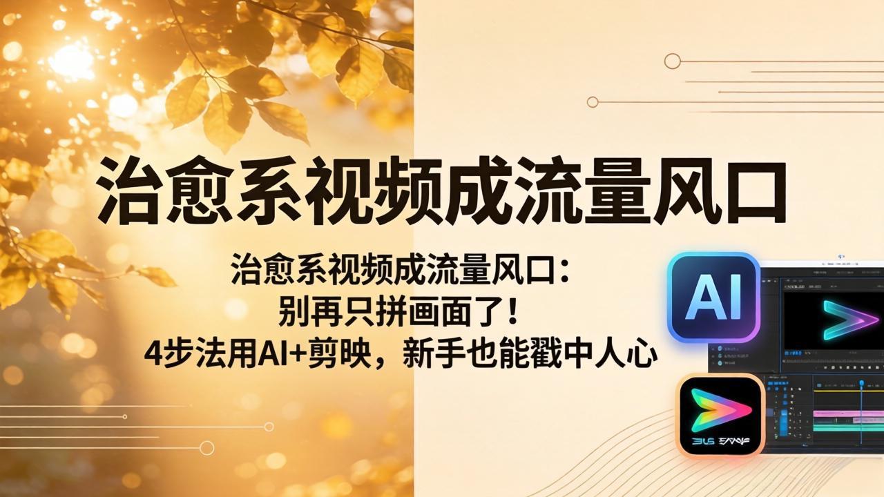 （18219期）治愈系视频成流量风口：别再只拼画面了！4步法用AI+剪映，新手也能戳中人心-知享资源网