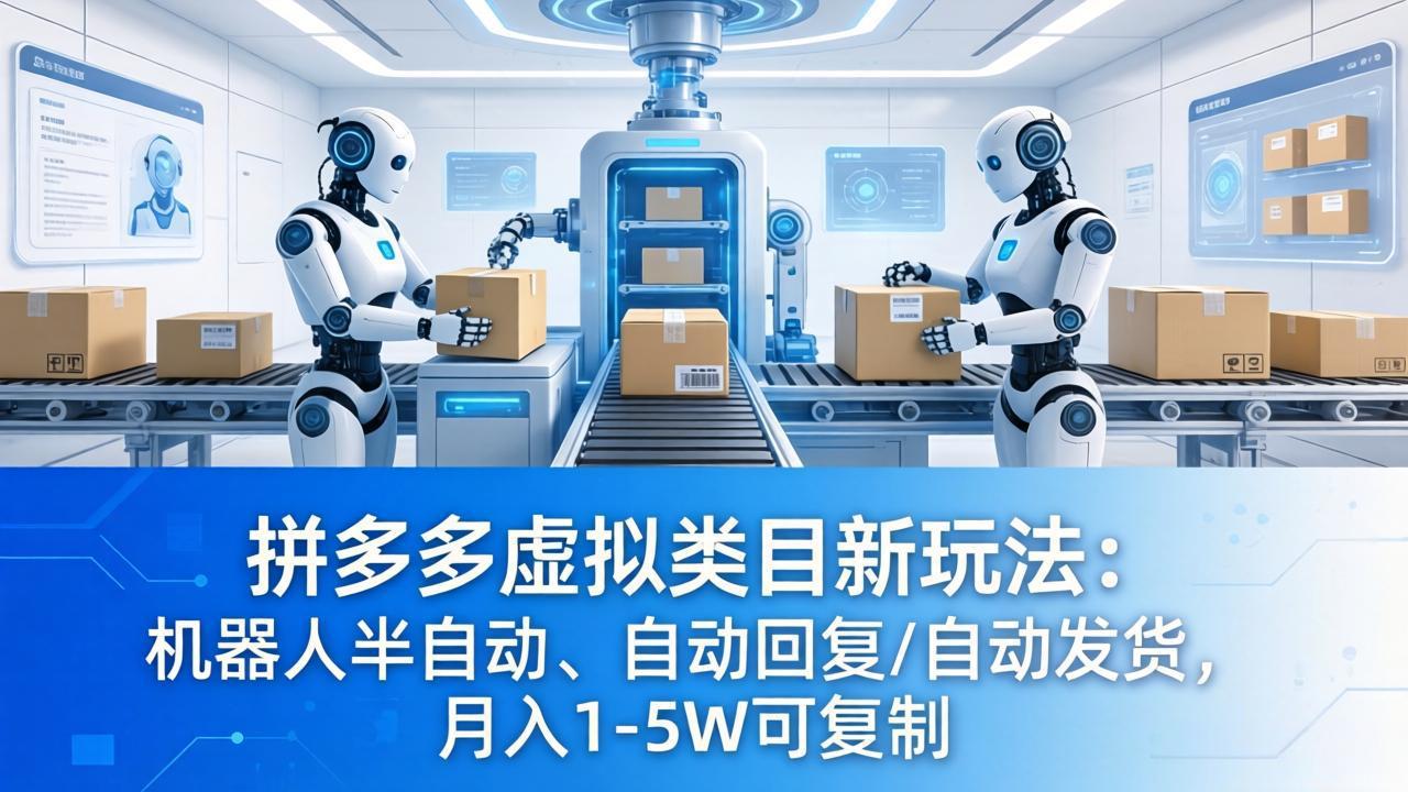 （18038期）拼多多虚拟类目新玩法：机器人半自动、自动回复 /自动发货，月入 1-5W 可复制-知享资源网