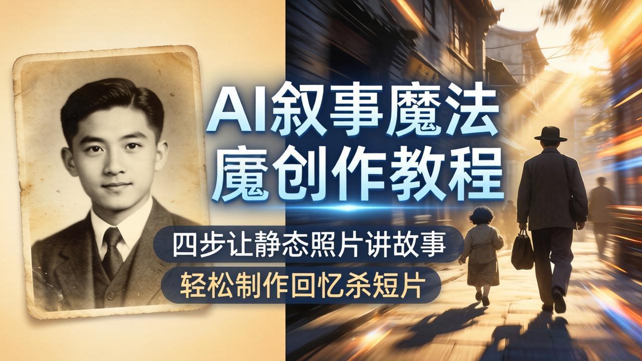 （18208期）AI叙事魔法创作教程，四步让静态照片讲故事，老照片修复加动态特效，轻松制作回忆杀短片-知享资源网