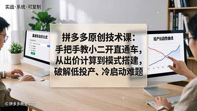 （18159期）拼多多原创技术课：手把手教小二开直通车，从出价计算到模式搭建，破解低投产、冷启动难题-知享资源网
