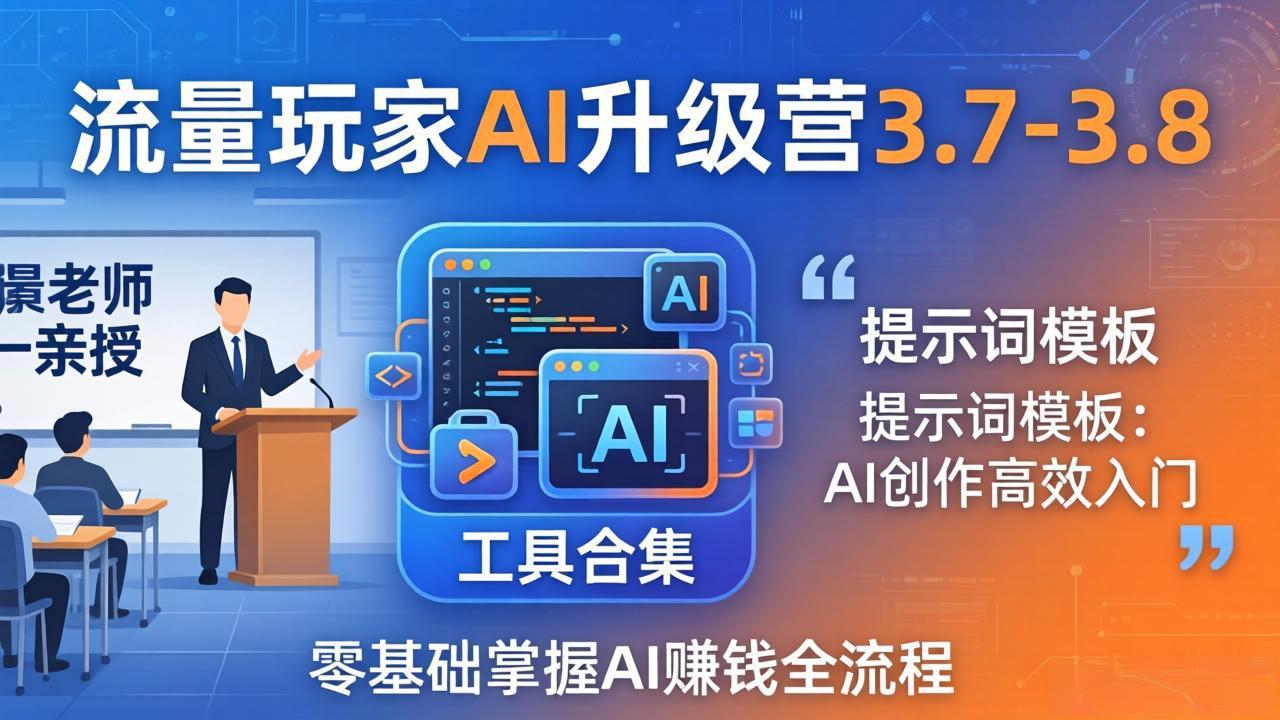 （18022期）流量玩家AI升级营3.7-3.8全套资料：多老师亲授+工具合集+提示词模板，零基础掌握AI赚钱全流程-知享资源网