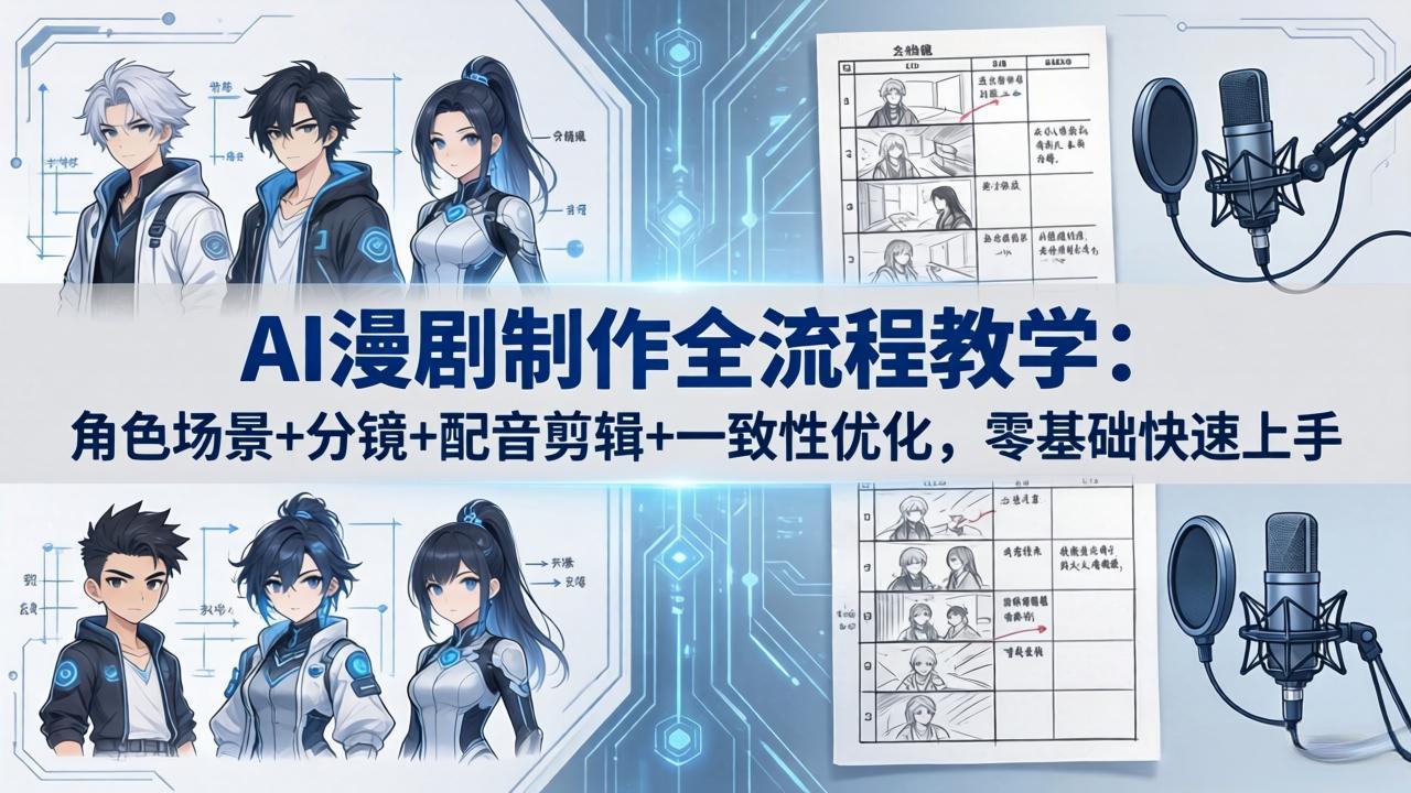 （18090期）AI漫剧制作全流程教学：角色场景+分镜+配音剪辑+一致性优化，零基础快速上手-知享资源网