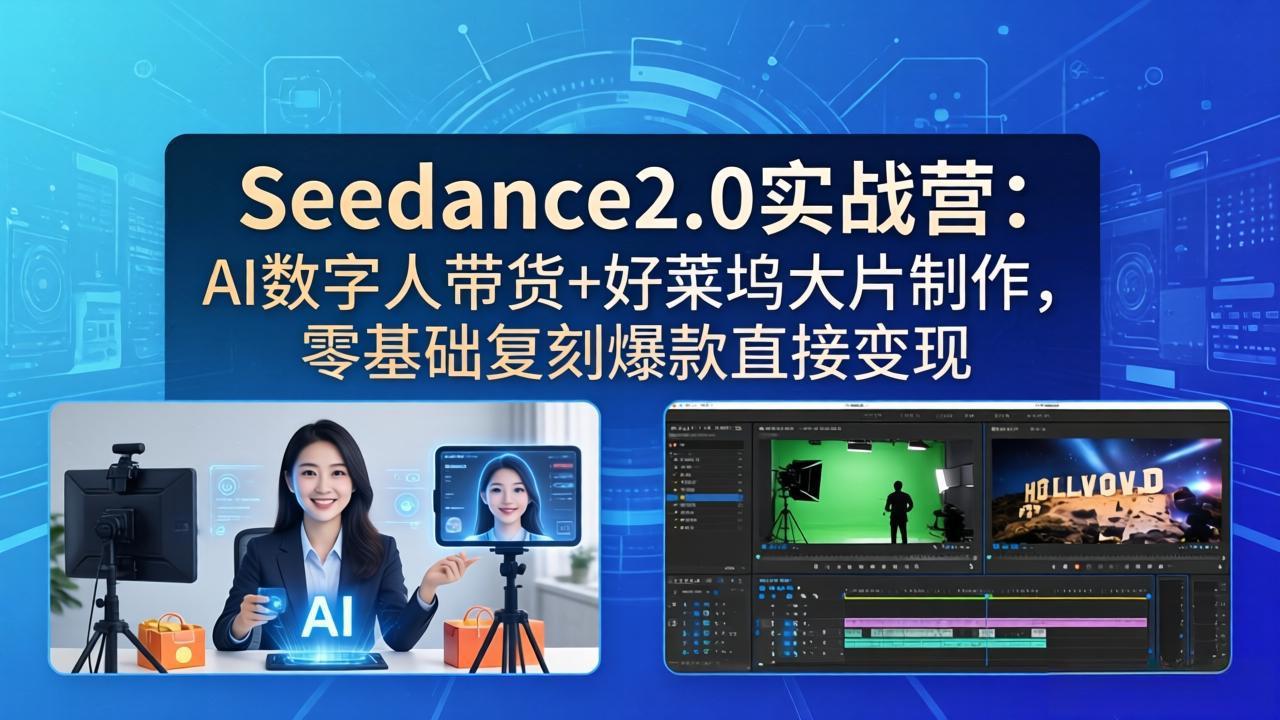 （18238期）Seedance2.0实战营：AI数字人带货+好莱坞大片制作，零基础复刻爆款直接变现-知享资源网