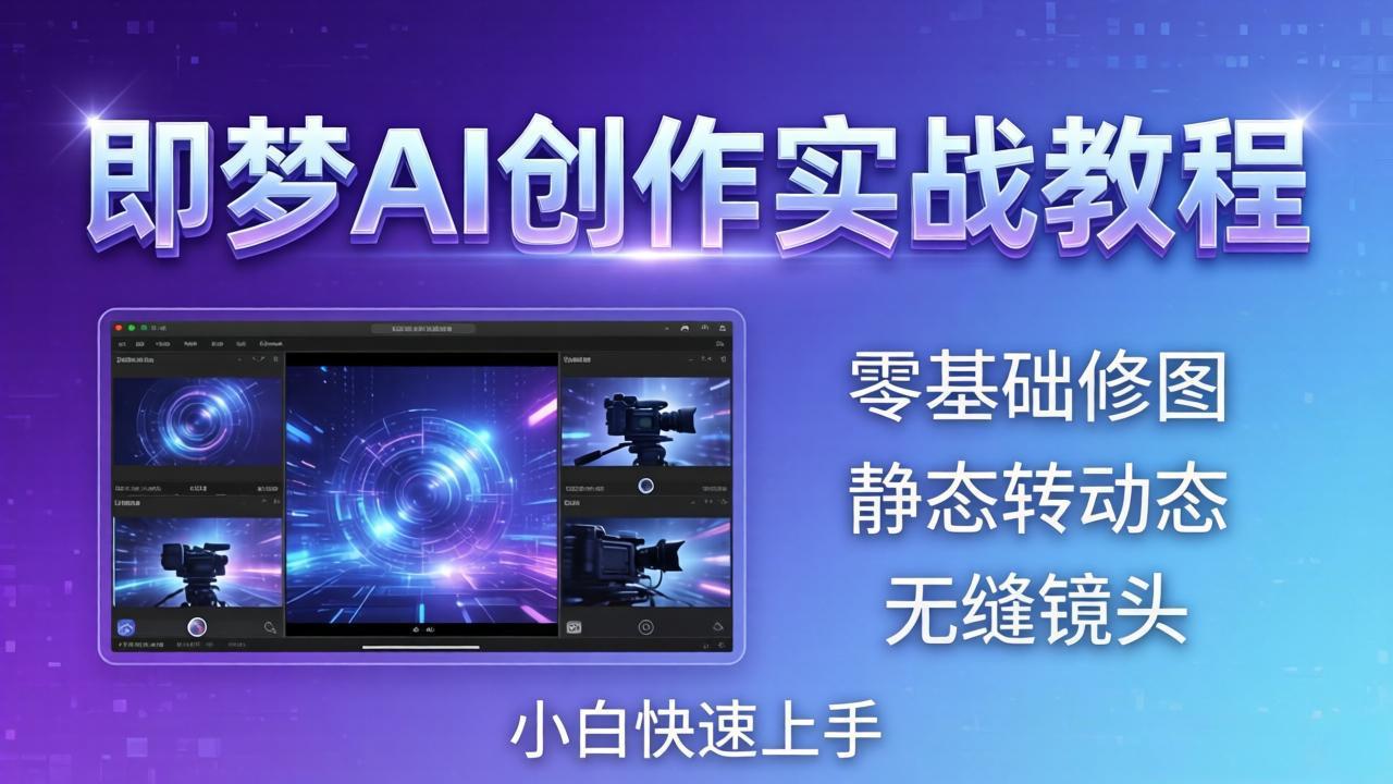 （18196期）即梦AI创作实战教程，从零基础修图到AI导演，实战教学静态转动态+无缝镜头，小白快速上手-知享资源网