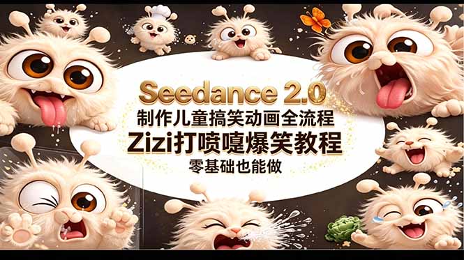 （18211期）Seedance 2.0 制作儿童搞笑动画全流程Zizi打喷嚏爆笑教程｜零基础也能做-知享资源网