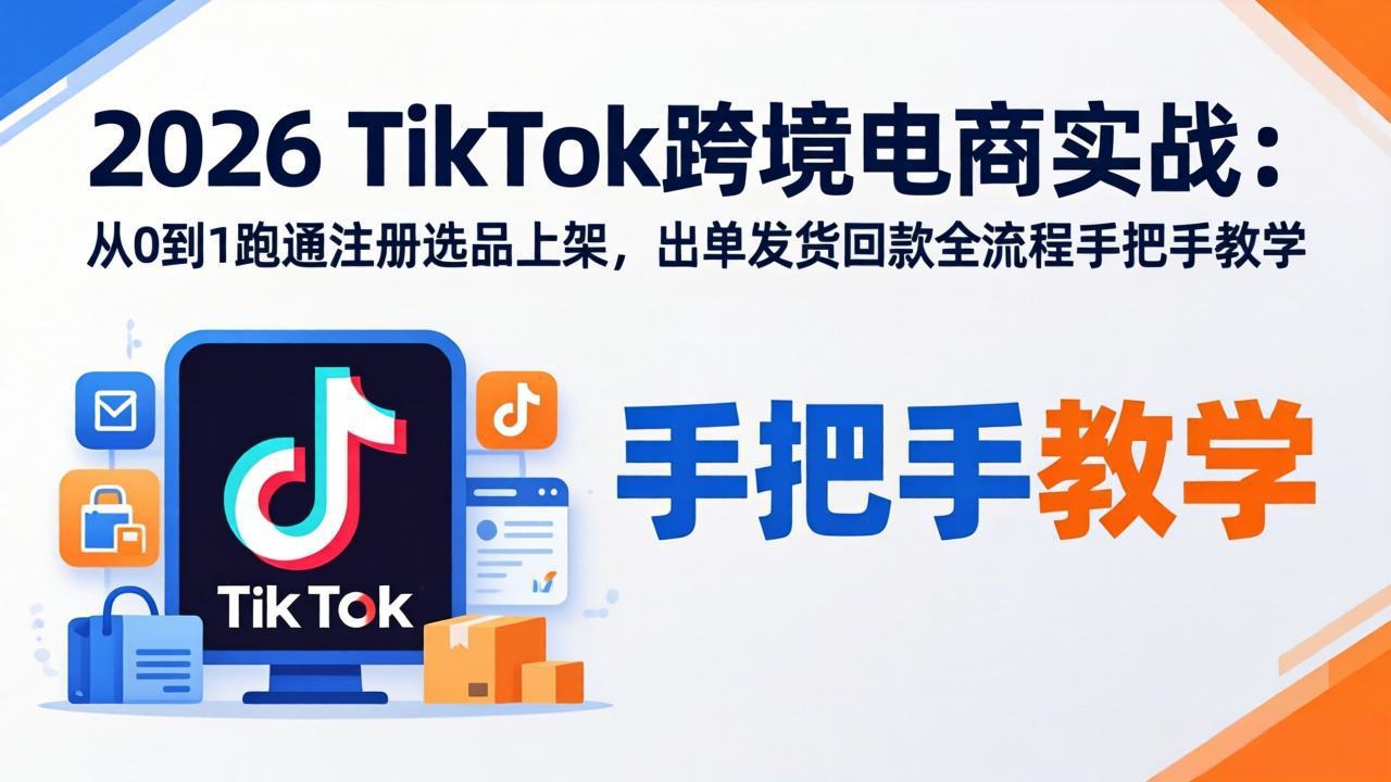 （17850期）2026TikTok跨境电商实战：从0到1跑通注册选品上架，出单发货回款全流程手把手教学-知享资源网