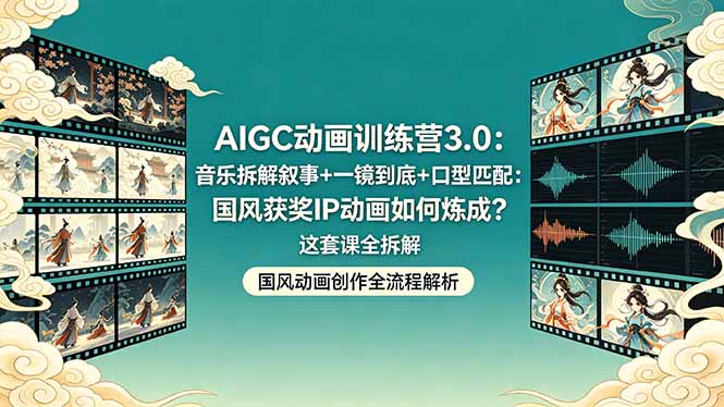 （18244期）AIGC动画训练营3.0：音乐拆解叙事+一镜到底+口型匹配：国风获奖IP动画如何炼成？这套课全拆解-知享资源网