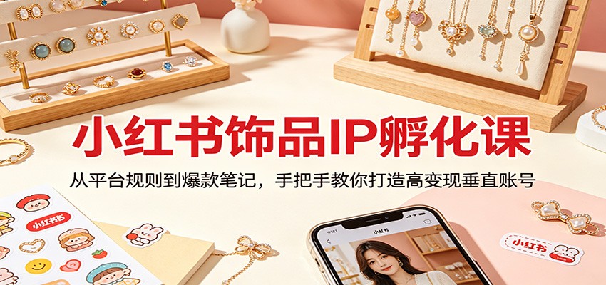 小红书饰品IP孵化课：从平台规则到爆款笔记，手把手教你打造高变现垂直账号-知享资源网
