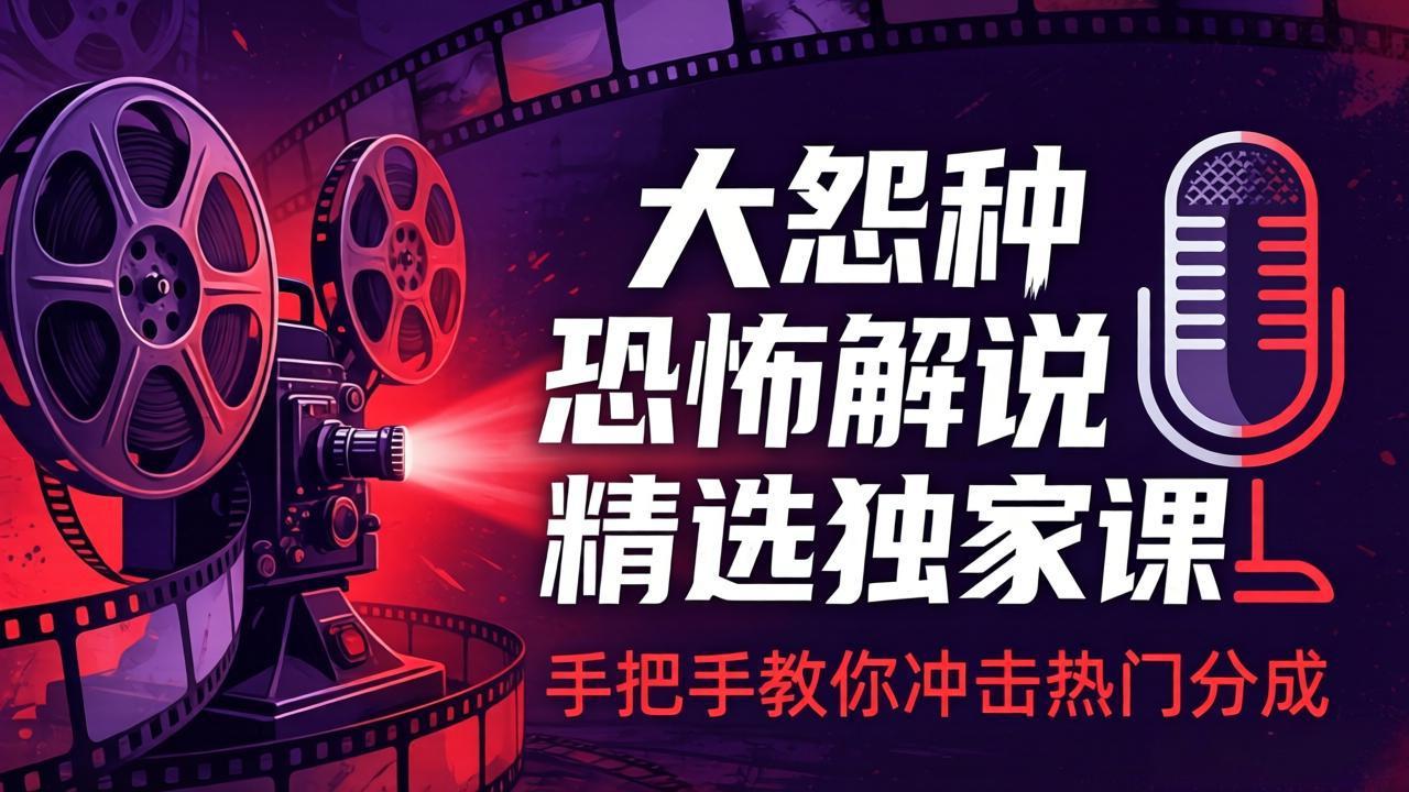 （17920期）大怨种恐怖解说精选独家课：电影下载+文案配音+片头封面，手把手教你冲击热门分成-知享资源网