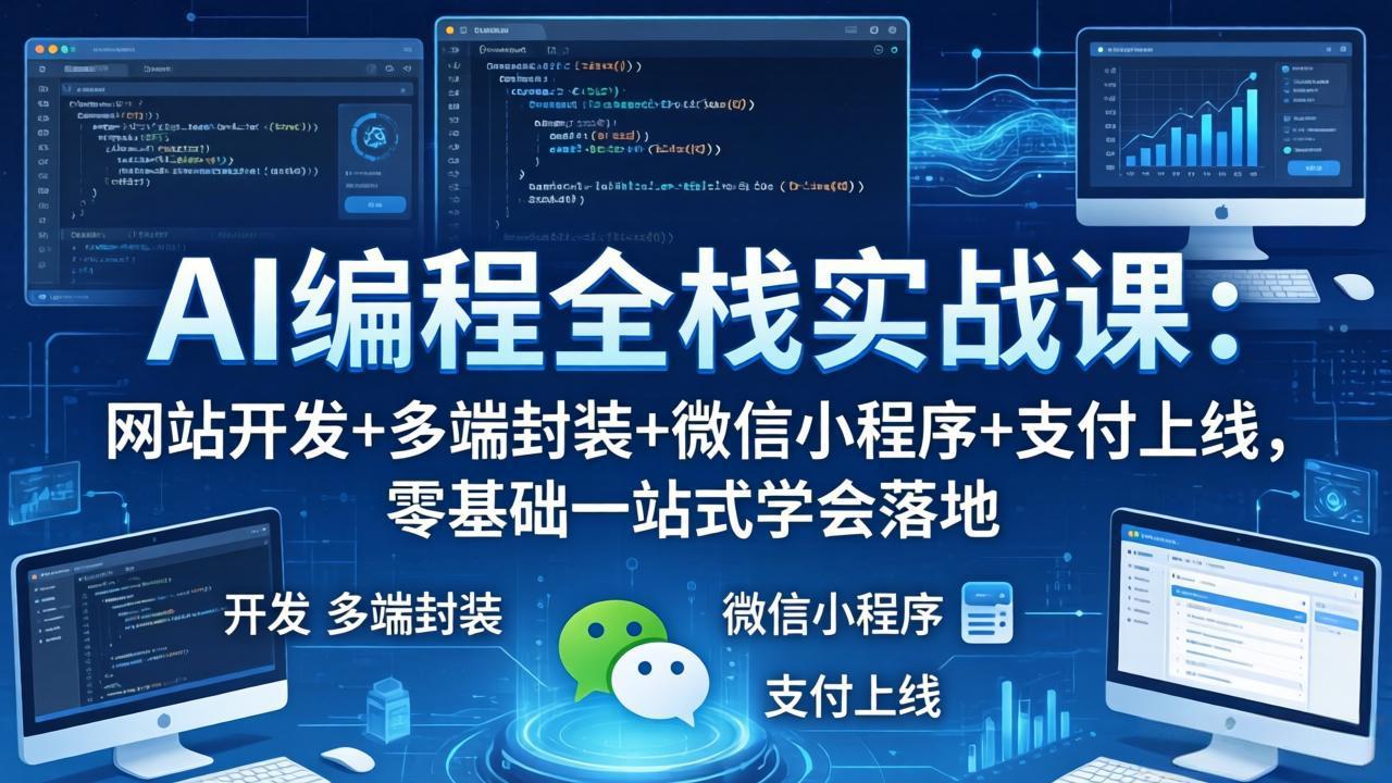 （18049期）AI编程全栈实战课：网站开发+多端封装+微信小程序+支付上线，零基础一站式学会落地-知享资源网