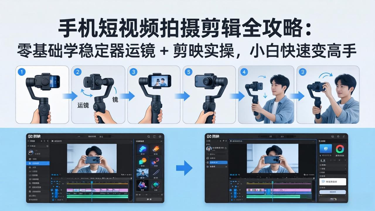 （18003期）手机短视频拍摄剪辑全攻略：零基础学稳定器运镜 + 剪映实操，小白快速变高手-知享资源网