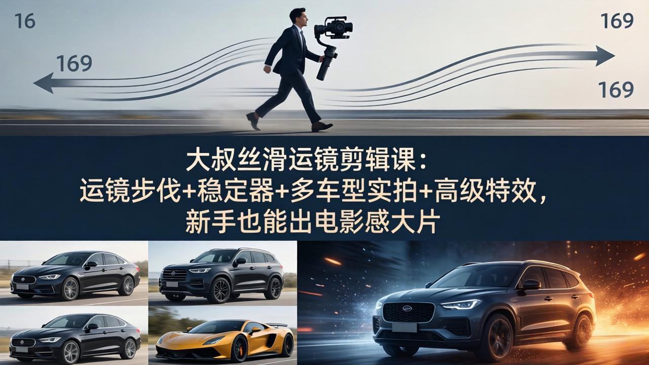 （18004期）大叔丝滑运镜剪辑课：运镜步伐+稳定器+多车型实拍+高级特效，新手也能出电影感大片-知享资源网