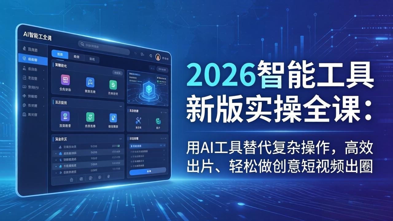 （18005期）2026智能工具新版实操全课：用AI工具替代复杂操作，高效出片、轻松做创意短视频出圈-知享资源网