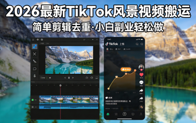 （18001期）2026最新TikTok风景视频搬运简单剪辑去重小白副业月入 8000-知享资源网