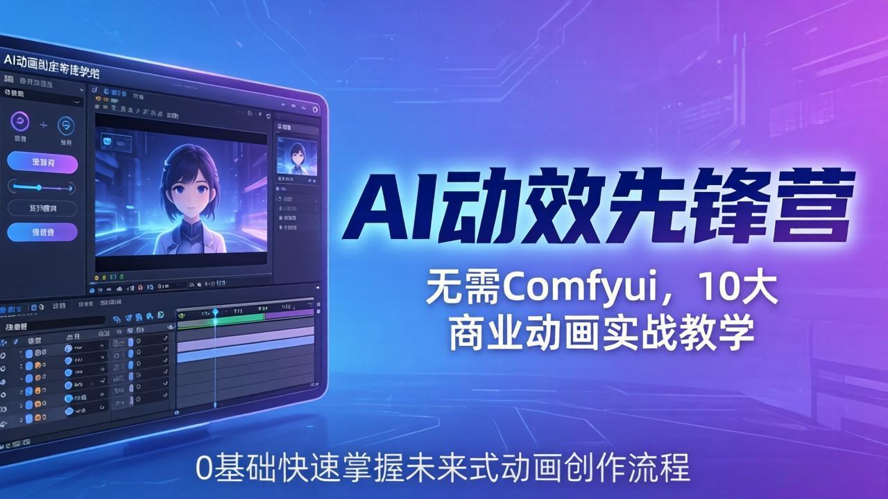（18077期）AI 动效先锋营：无需Comfyui，10大商业动画实战教学，0基础快速掌握未来式动画创作流程-知享资源网