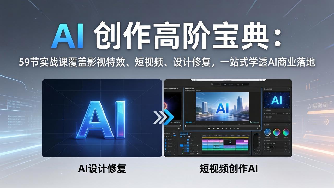 （17887期）AI 创作高阶宝典：59节实战课覆盖影视特效、短视频、设计修复，一站式学透AI商业落地-知享资源网