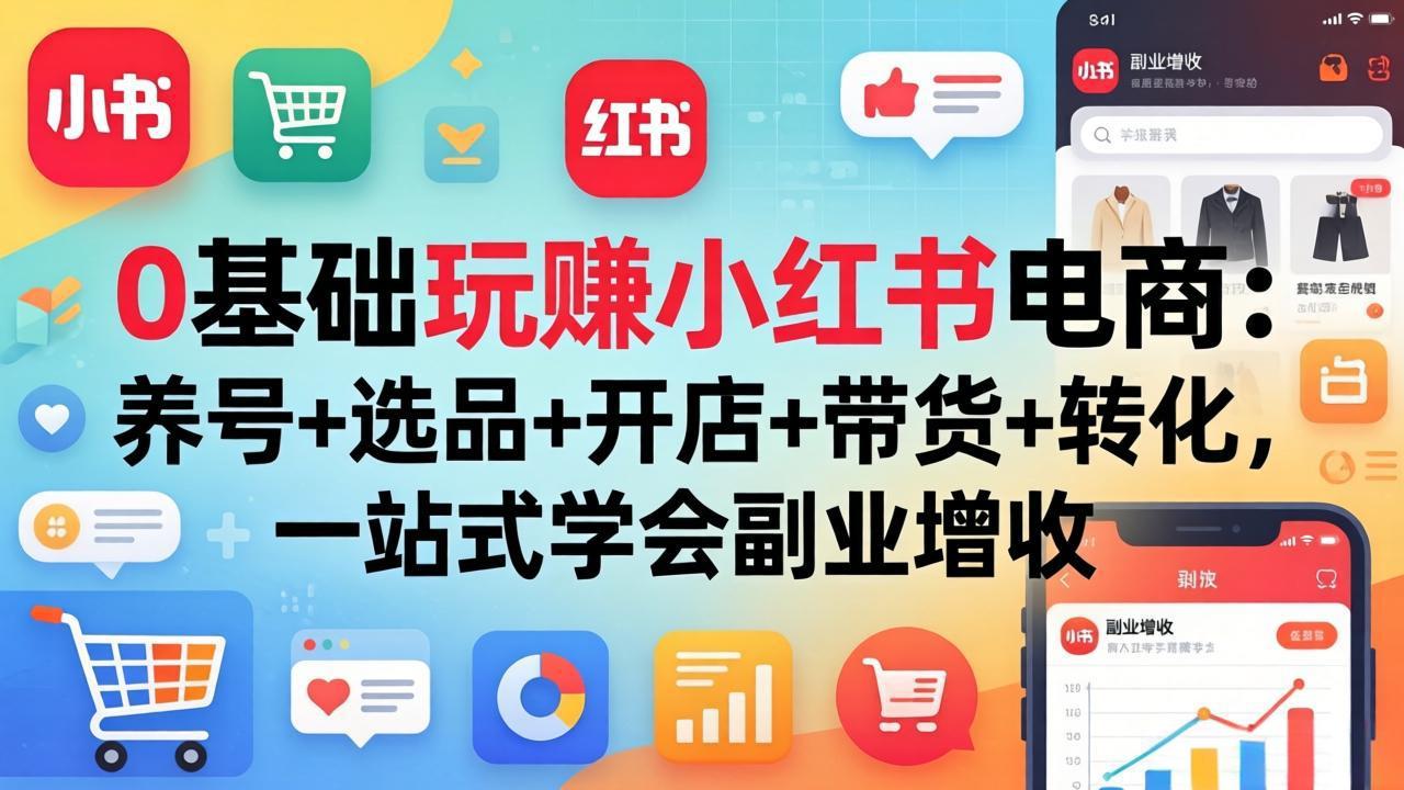 （17949期）0基础玩赚小红书电商：养号+选品+开店+带货+转化，一站式学会副业增收-知享资源网