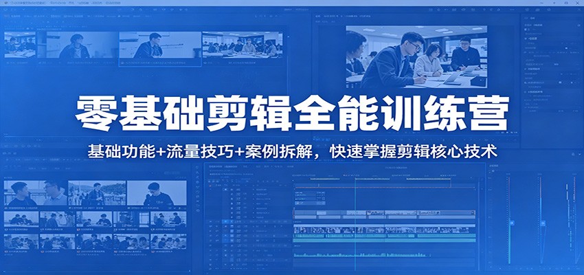 零基础剪辑全能训练营：基础功能+流量技巧+案例拆解，快速掌握剪辑核心技术-知享资源网
