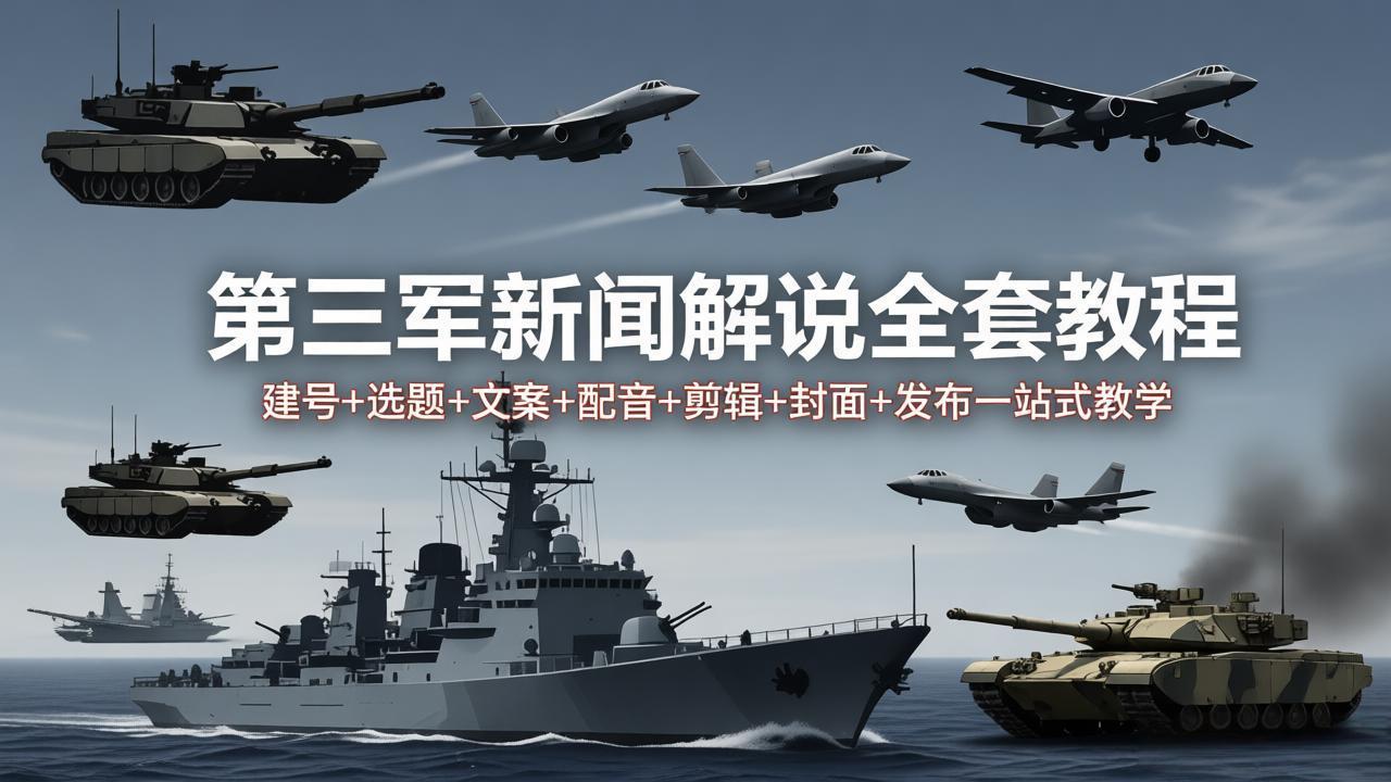 （18081期）第三军迷新闻解说全套教程：建号+选题+文案+配音+剪辑+封面+发布一站式教学-知享资源网