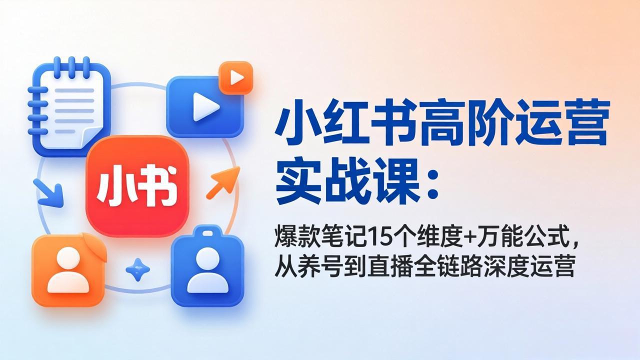 （17844期）小红书高阶运营实战课：爆款笔记15个维度+万能公式，从养号到直播全链路深度运营-知享资源网