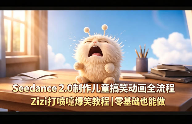 Seedance 2.0制作儿童搞笑动画全流程Zizi打喷嚏爆笑教程｜零基础也能做-知享资源网