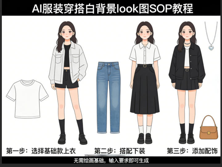 AI服装穿搭白背景look图SOP教程，不用会画画，提几句具体要求，AI就能还你一个奇迹-知享资源网