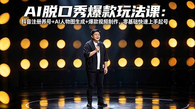 （18012期）AI脱口秀爆款玩法课：抖音注册养号+AI人物图生成+爆款视频制作，零基础快速上手起号-知享资源网