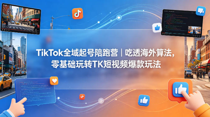 TikTok全域起号陪跑营｜吃透海外算法，零基础玩转TK短视频爆款玩法-知享资源网