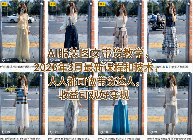 AI服装图文带货教学，2026年3月最新课程和技术，人人都可做带货达人，收益可观好变现-知享资源网