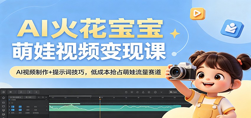 AI火花宝宝萌娃视频变现课：AI视频制作+提示词技巧，低成本抢占萌娃流量赛道-知享资源网