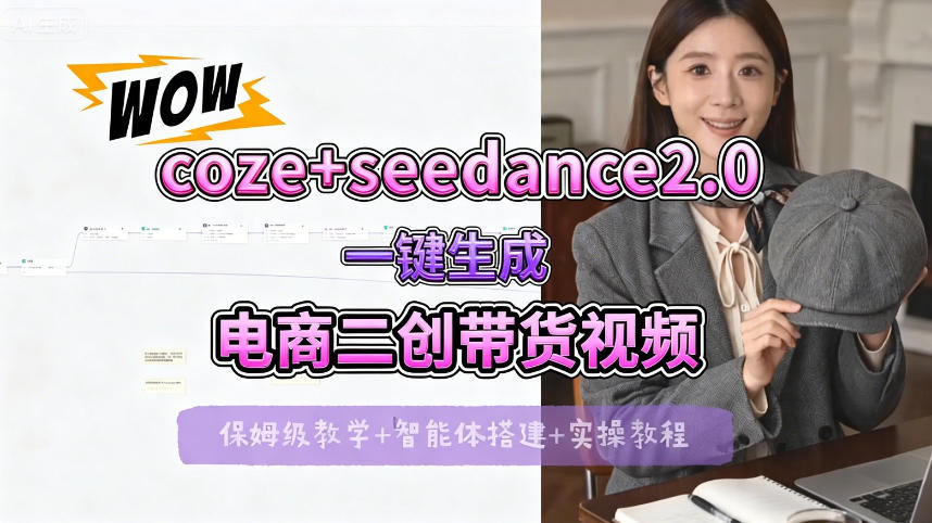 【Coze工作流搭建实操教程】seedance2.0+coze一键生成电商二创带货视频，全流程保姆级教学-知享资源网