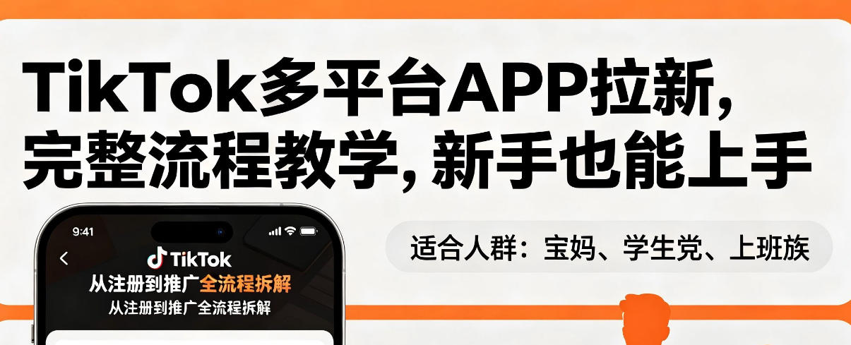 TikTok多平台APP拉新，完整流程教学，新手也能上手，轻松出海搞美金-知享资源网