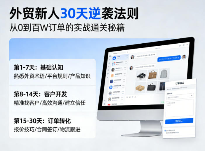 外贸新人30天逆袭法则，教你从0到百W订单的实战通关秘籍-知享资源网
