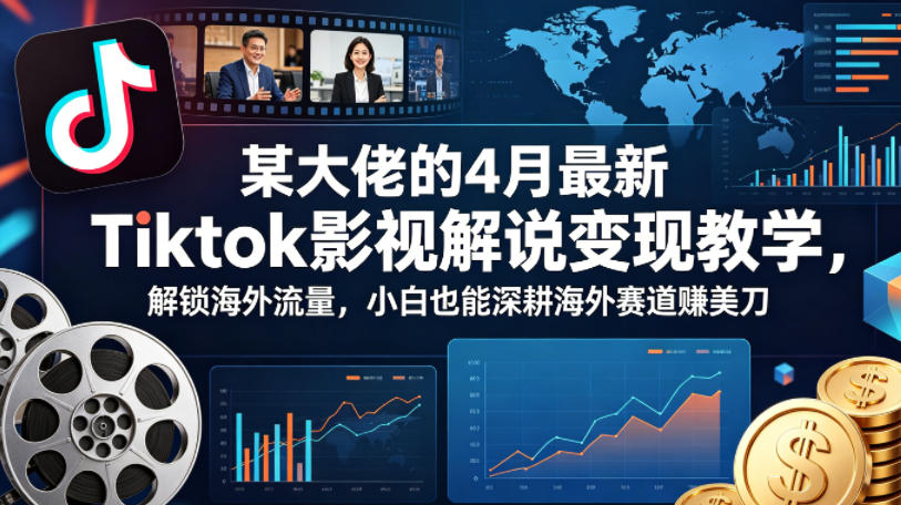 某大佬的4月最新Tiktok影视解说变现教学，解锁海外流量，小白也能深耕海外赛道賺美刀-知享资源网