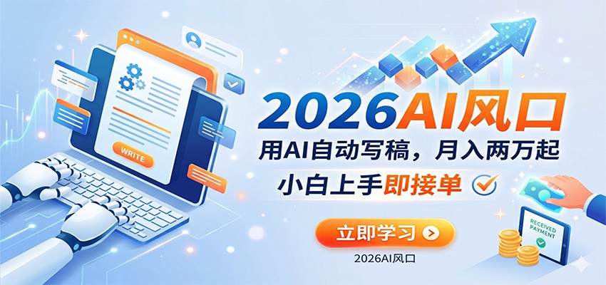 AI赚钱的新风口，用AI自动写稿，月入两万起，小白上手即接单-知享资源网