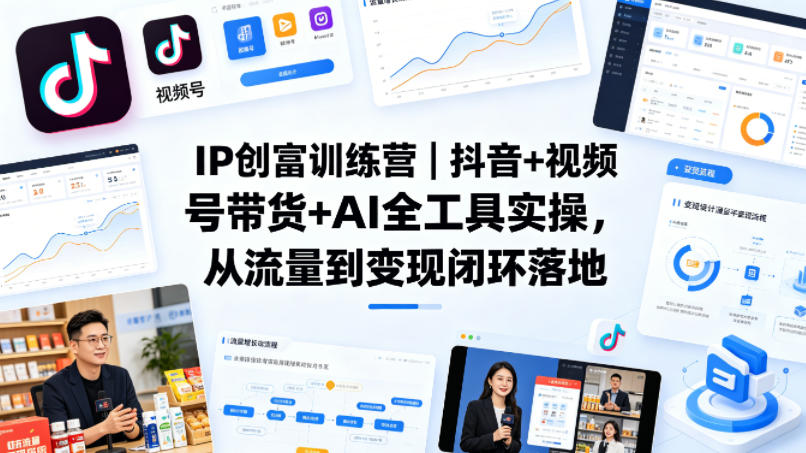 IP创富训练营｜抖音+视频号带货+AI全工具实操，从流量到变现闭环落地-知享资源网