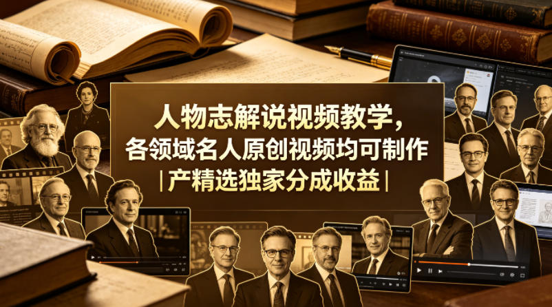 人物志解说视频教学，各领域名人原创视频均可制作丨精选独家分成收益-知享资源网