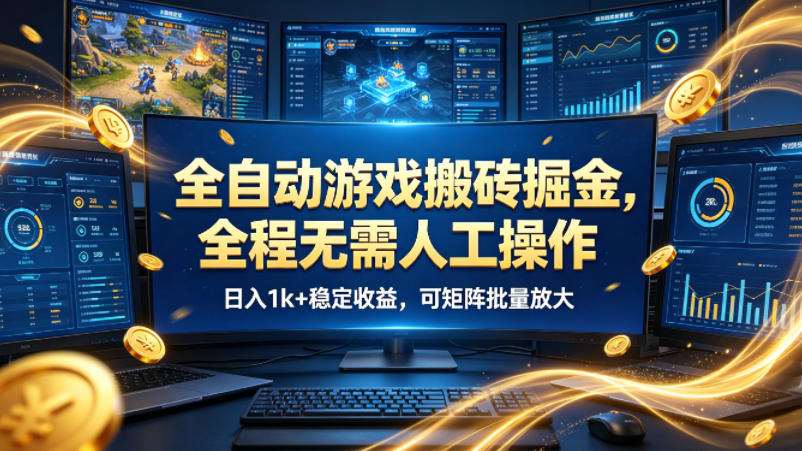 全自动游戏搬砖掘金，全程无需人工操作，日入1k+稳定收益，可矩阵批量放大【揭秘】-知享资源网