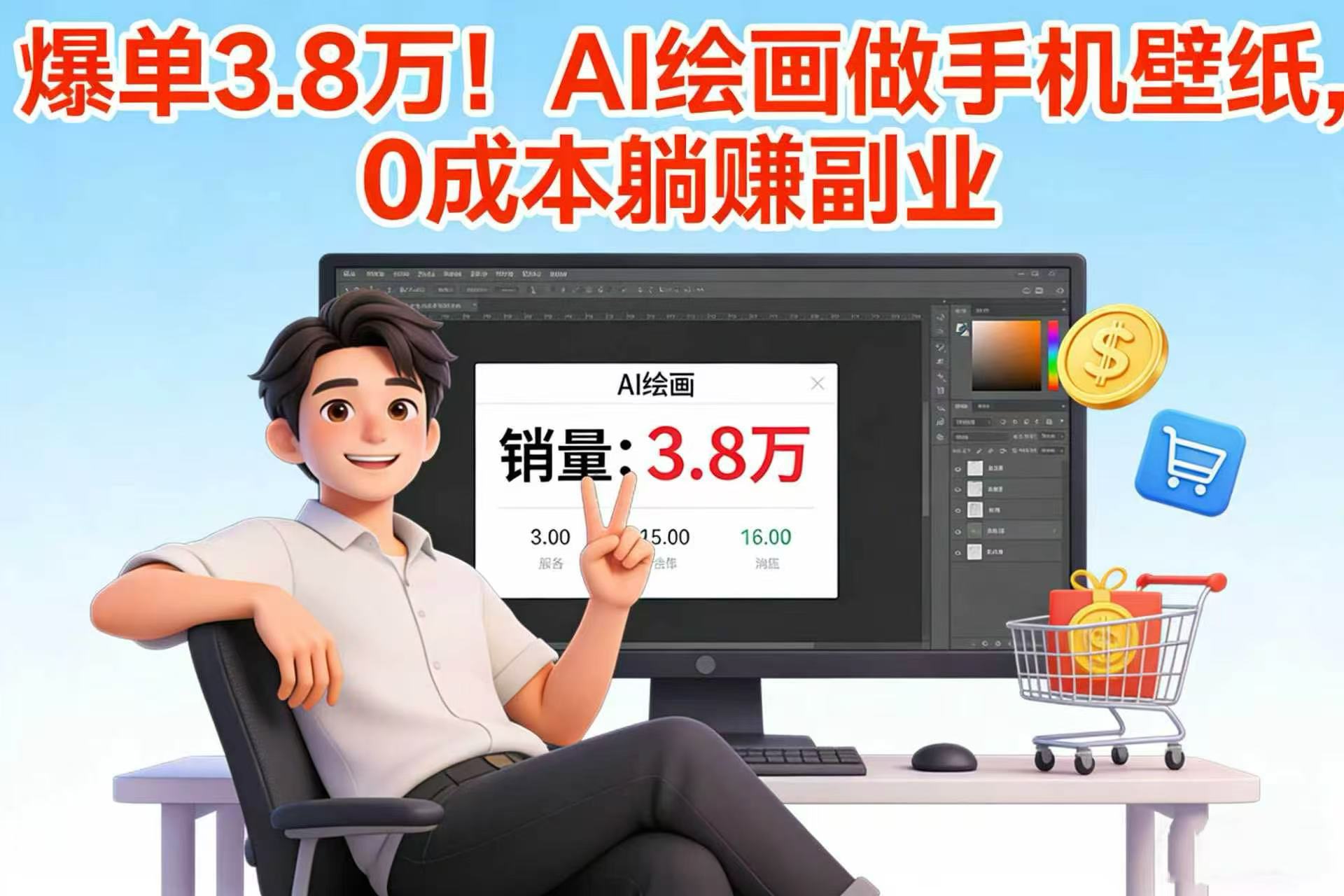 爆单 3.8 万！AI 绘画做手机壁纸，0 成本躺赚副业-知享资源网
