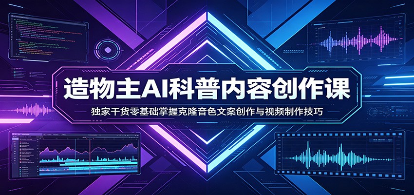 AI科普内容创作课：独家干货零基础掌握克隆音色文案创作与视频制作技巧-知享资源网