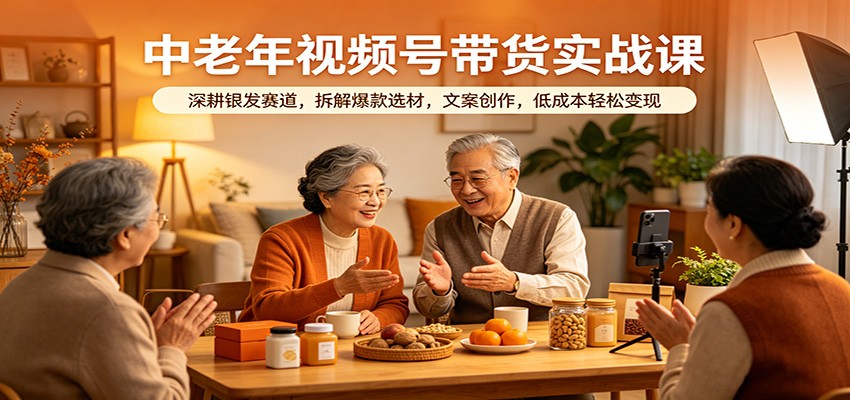 中老年视频号带货实战课：深耕银发赛道，拆解爆款选材，文案创作，低成本轻松变现-知享资源网